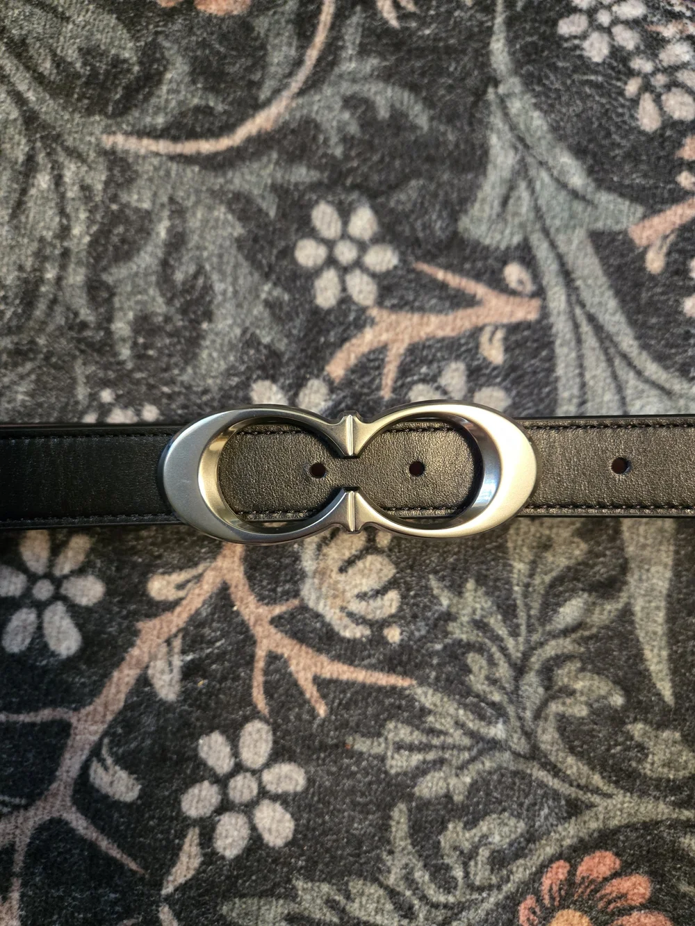 Coach Black Leather Waist Belt with Silver Signature Double-Loop Buckle